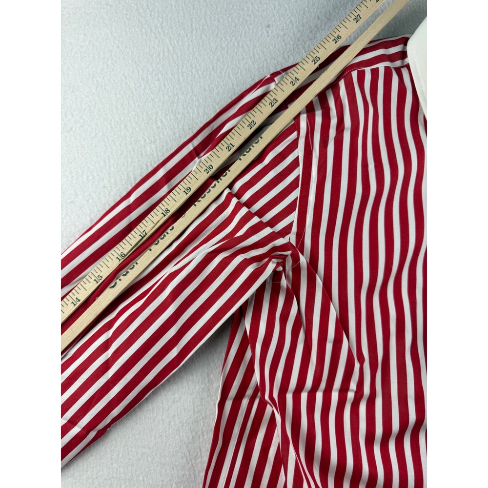 Lauren Ralph Lauren Womens Red White Striped Button Down Shirt Contrast Collar S - Picture 9 of 10